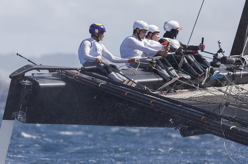 Robin Follin and his Team France Jeune took the lead in the GC32s today - Martinique Flying Regatta 2018 photo copyright Jean-Marie Liot / Martinique Flying Regatta taken at  and featuring the GC32 class