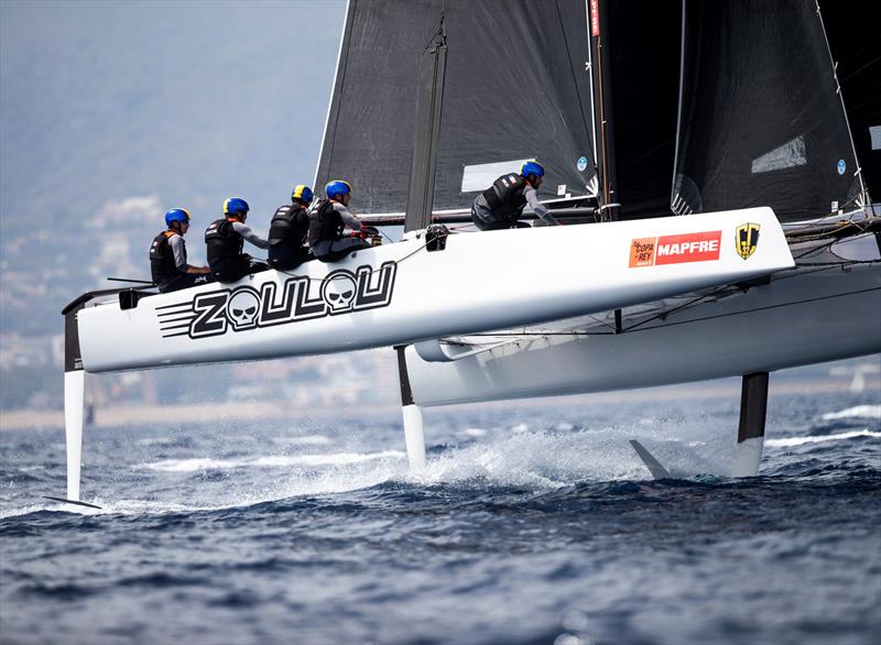Erik Maris' Zoulou scored their first bullet in today's final race. - 38 Copa del Rey MAPFRE photo copyright Sailing Energy / GC32 Racing Tour taken at Real Club Náutico de Palma and featuring the GC32 class
