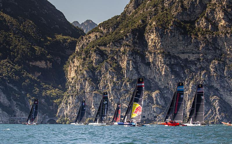 The magnificent cliffs south of Riva del Garda photo copyright Jesus Renedo / Sailing Energy / GC32 Racing Tour taken at  and featuring the GC32 class