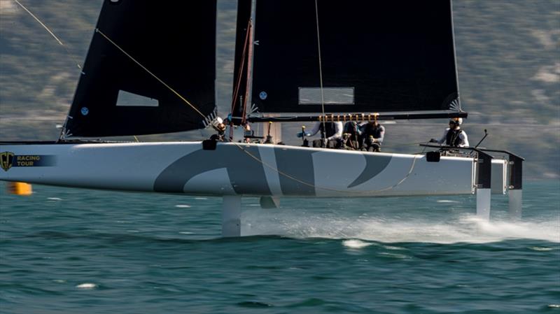 Jason Carroll's Argo is enjoying Lake Garda's good wind and flat water and posted a 1-3 in today's opening races - 2019 GC32 Riva Cup, day 2 photo copyright Sailing Energy / GC32 Racing Tour taken at  and featuring the GC32 class
