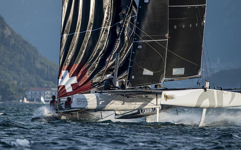 Tight racing between Jason Carroll's Argo and Christian Zuerrer's Black Star Sailing Team - 2019 GC32 Riva Cup - photo © Sailing Energy / GC32 Racing Tour