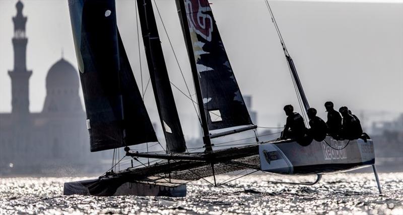 Red Bull Sailing Team broke Alinghi's winning streak today - GC32 Oman Cup, Day 1 - photo © Pedro Martinez / Sailing Energy / GC32 Racing Tour