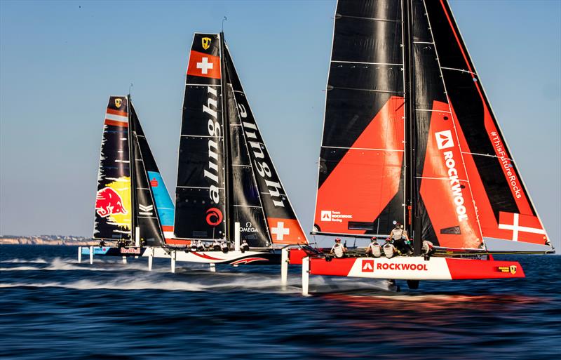 Red Bull on the charge with Alinghi and Rockwool - 2021 GC32 Lagos Cup 1 photo copyright Sailing Energy/ GC32 Racing Tour  taken at  and featuring the GC32 class
