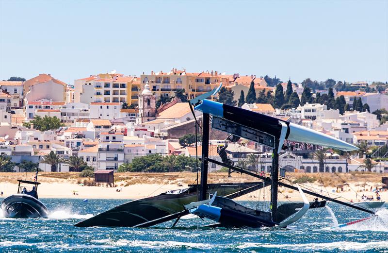 Red Bull capsize, but without injury or damage - 2021 GC32 Lagos Cup 1 photo copyright Sailing Energy / GC32 Racing Tour taken at  and featuring the GC32 class