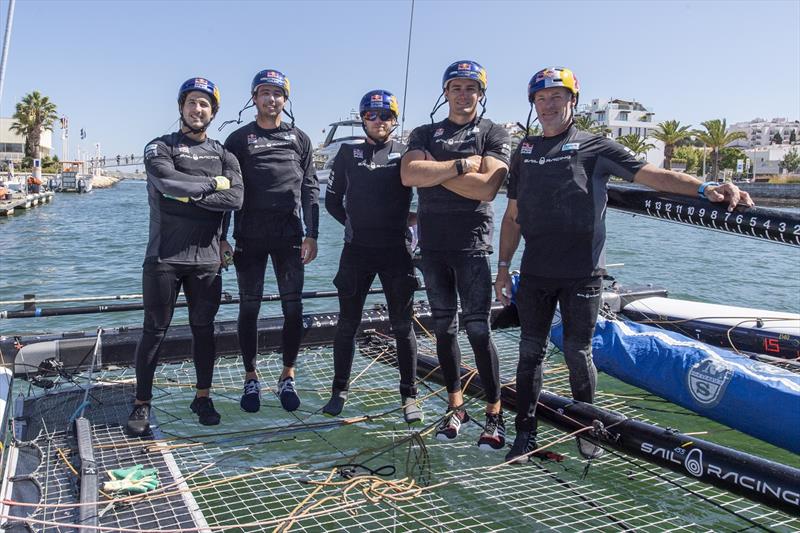 Left to right: Red Bull Sailing Team's crew for the GC32 Lagos Cup 2 - Mark Spearman, Iain Jensen, Nathan Outteridge, Neil Hunter and Hans-Peter Steinacher - photo © Sailing Energy / GC32 Racing Tour