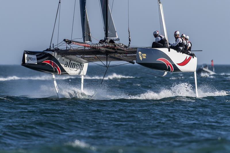Immaculate Alinghi holds a two point lead after day one - GC32 Lagos Cup 2 - photo © Sailing Energy / Joao Costa Ferreira