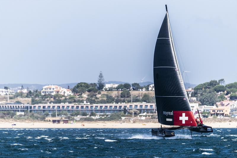 Black Star Sailing Team managing in today's big breeze up off Lagos - GC32 Lagos Cup 2 photo copyright Sailing Energy / GC32 Racing Tour taken at  and featuring the GC32 class