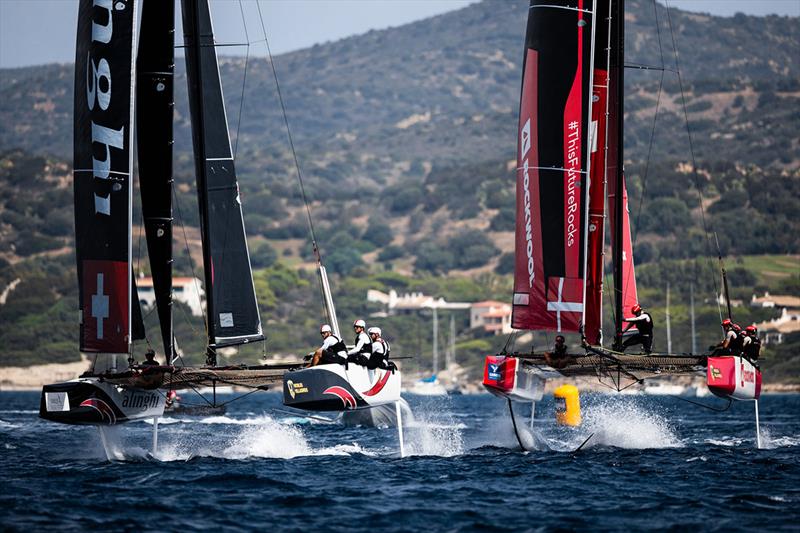 Alinghi leads Team Rockwool Racing - 2021 GC32 World Championship photo copyright Sailing Energy / GC32 Racing Tour taken at  and featuring the GC32 class