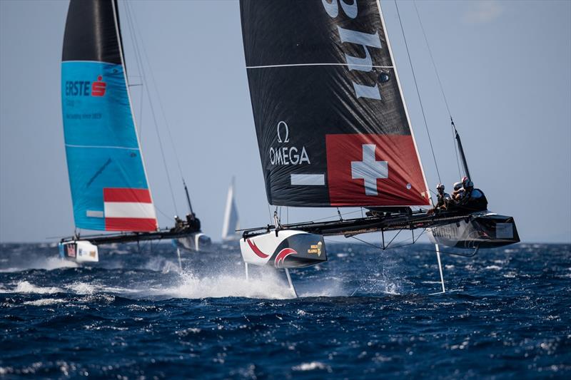  Alinghi leads Red Bull Sailing Team on the leaderboard going into the deciding Mar Menor event photo copyright Sailing Energy / GC32 Racing Tour  taken at  and featuring the GC32 class