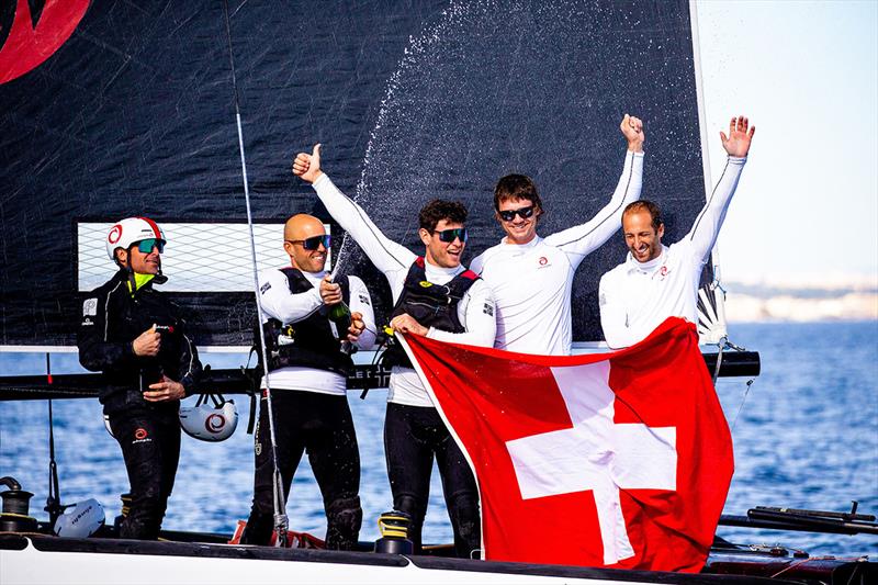 Alinghi - GC32 Racing Tour champions again - left to right: Nicolas Charbonnier, Yves Detrey, Timothe Lapauw, Bryan Mettraux and Arnaud Psarofaghis photo copyright Sailing Energy / GC32 Racing Tour taken at  and featuring the GC32 class