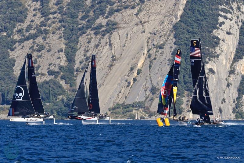 GC32 foil catamarans at Lake Garda photo copyright Elena Giolai taken at Fraglia Vela Riva and featuring the GC32 class