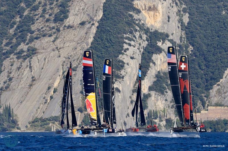 GC32 foil catamarans at Lake Garda photo copyright Elena Giolai taken at Fraglia Vela Riva and featuring the GC32 class