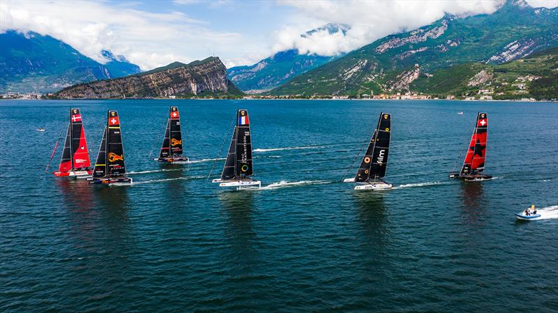 GC32 Riva Cup practice day - Yacht racing backdrops don't come more dramatic than on Lake Garda photo copyright Sailing Energy / GC32 Racing Tour taken at Fraglia Vela Riva and featuring the GC32 class