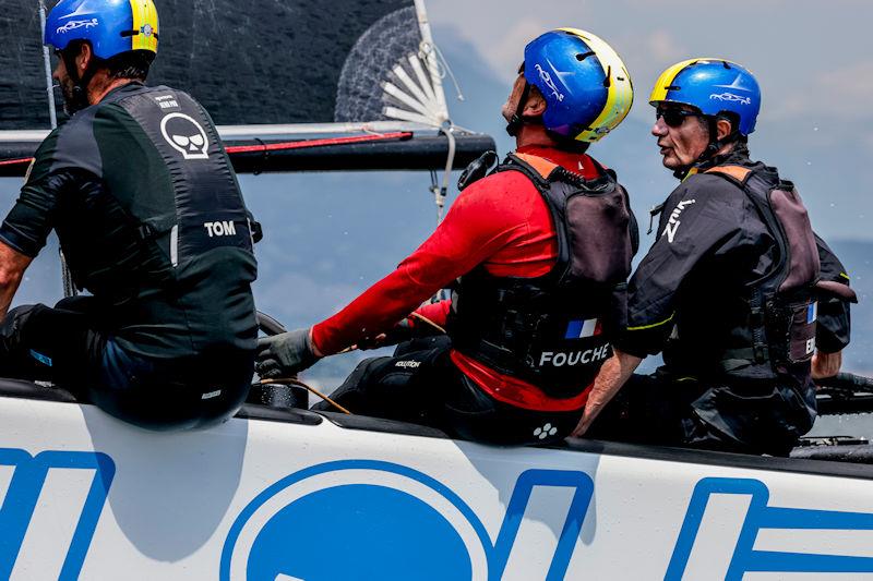 Zoulou's skipper Erik Maris is well suited to the high speed GC32 - he also races cars - day 1 of the GC32 Riva Cup - photo © Sailing Energy / GC32 Racing Tour