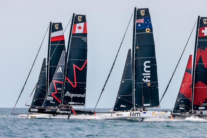 Setting off down the reach on day 1 of Lagos GC32 Worlds - photo © Sailing Energy / GC32 Racing Tour