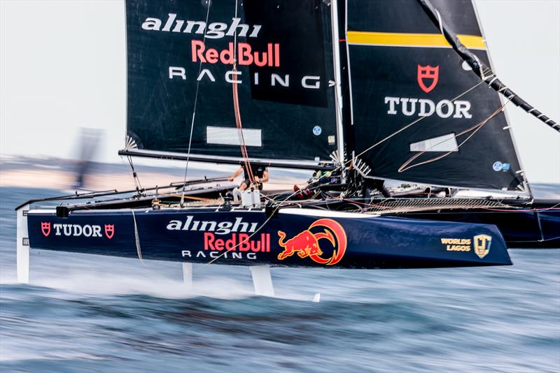 Despite breaking in a new helmsman, Alinghi Red Bull Racing won two races on day 1 of Lagos GC32 Worlds - photo © Sailing Energy  / GC32 Racing Tour