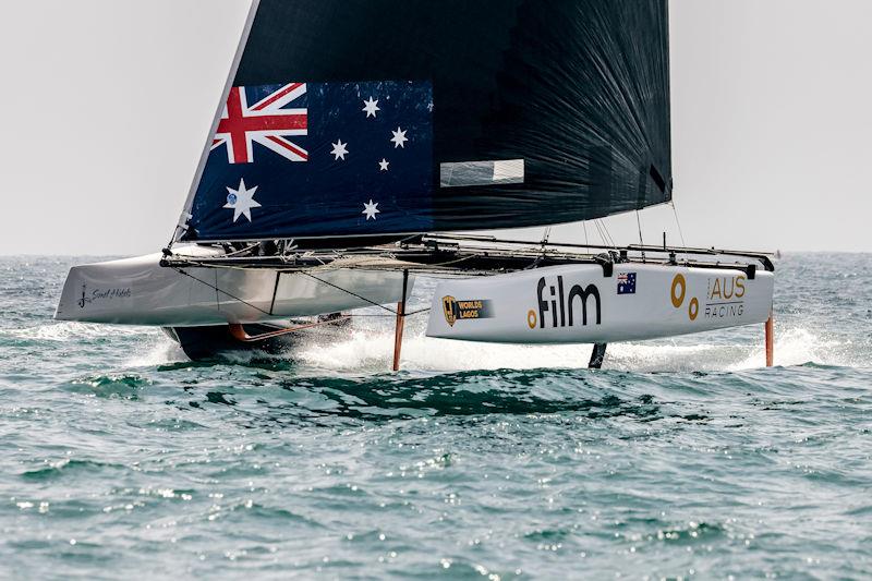 Simon Delzoppo's .film AUS Racing finished on a high, posting two seconds in the last two races at the Lagos GC32 Worlds photo copyright Sailing Energy / GC32 Racing Tour taken at Clube de Vela de Lagos and featuring the GC32 class