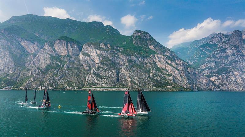The race course for the GC32 Riva Cup has the stunning backdrop of the Italian Alps photo copyright Sailing Energy / GC32 Racing Tour taken at  and featuring the GC32 class