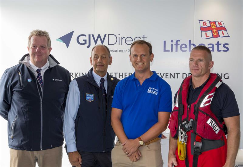 (l-r) Jez Entwistle, Brian Robson, Mark Jardine & Ben Archibald at the new RNLI and GJW Direct Lifejacket Clinic association announcement photo copyright Tim Olin / www.olinphoto.co.uk taken at  and featuring the  class