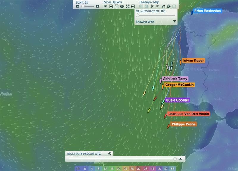 On Day 9, 281 miles divides fleet leader Philippe Péché and back-marker Istvan Kopar who has reported problems with his wind vane self steering goldengloberace.com/livetracker/ photo copyright Event Media taken at  and featuring the Golden Globe Race class