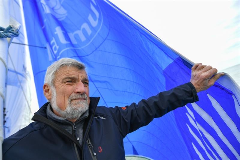 Jean-Luc Van Den Heede seeking out fresh wind in the Doldrums to keepi the pressure on race leader Philippe Péché photo copyright Christophe Favreau / PPL / GGR taken at  and featuring the Golden Globe Race class