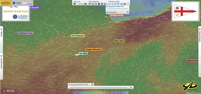 The nearest  yacht to Are Wiig's position is Gregor McGuckin's Biscay 36 Hanley Energy Endurance, but the Norwegian has not asked for assistance at this stage - Golden Globe Race - photo © Barry Pickthall / GGR