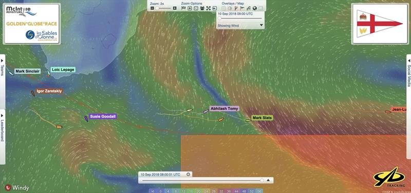 Position of GGR fleet at 08:00 UTC today photo copyright Golden Globe Race taken at  and featuring the Golden Globe Race class