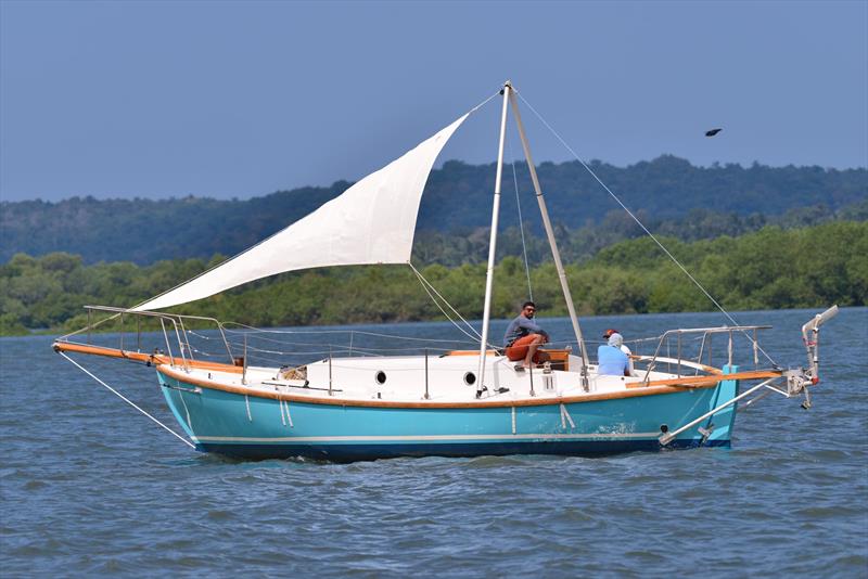 "The Golden Globe Race wanted us to prove that we could sail without a mast for about half a day. This is what we planned for Thuriya. Worked well!" Tomy Abhilash before Thuriya left India by ship for the start of the Golden Globe Race photo copyright Abhilash Tomy taken at  and featuring the Golden Globe Race class