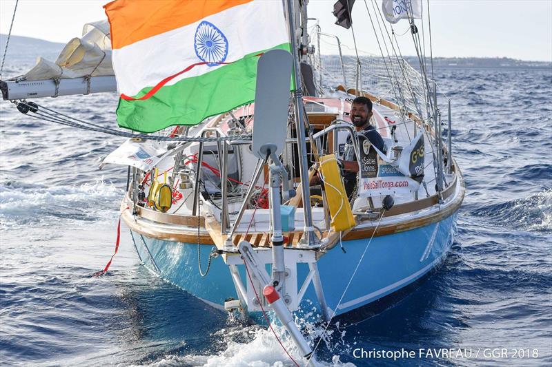 Abhilash Tomy aboard the Suhaili replica Thiriya in happier times photo copyright Abhilash Tom taken at  and featuring the Golden Globe Race class