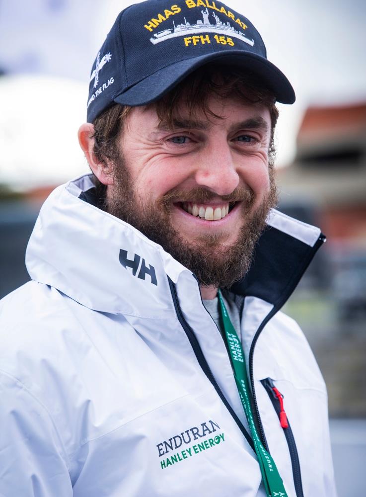 Gregor McGuckin arrived in Perth, Western Australia aboard the frigate HMAS Ballarat. - photo © Tony McDonough / PPL / Golden Globe Race