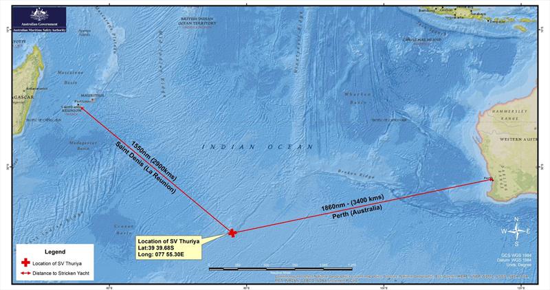 The position of the dismasting incident on two Golden Globe competitors - photo © Golden Globe Race