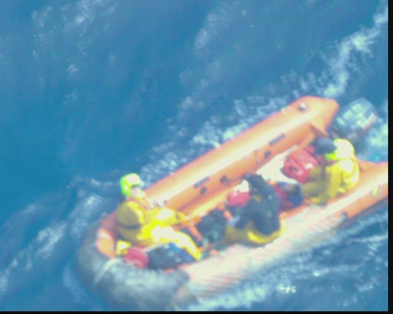 Abhilash Tomy is taken from Thuriya to the French rescue vessel photo copyright French Fisheries Protection taken at  and featuring the Golden Globe Race class