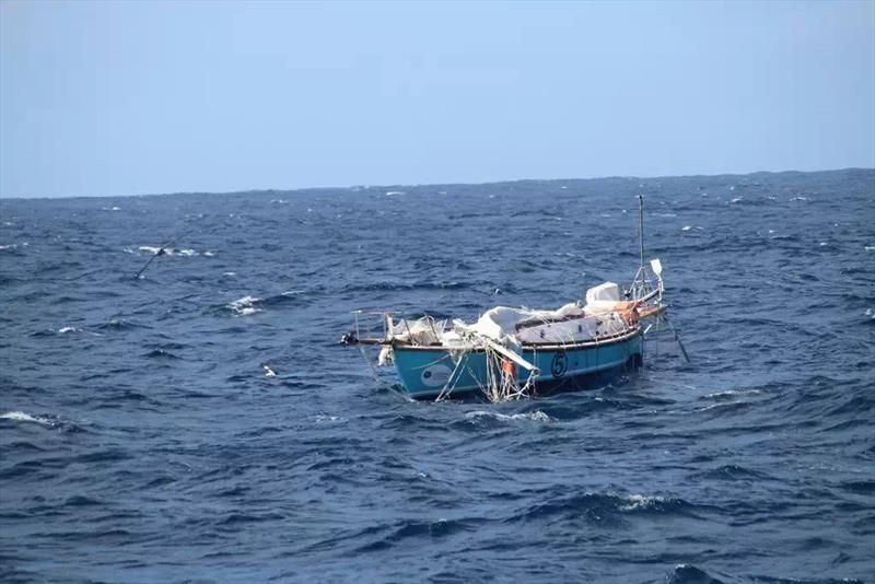 The dismasted Thuriya adrift in the Southern Indian Ocean photo copyright Golden Globe Race taken at  and featuring the Golden Globe Race class