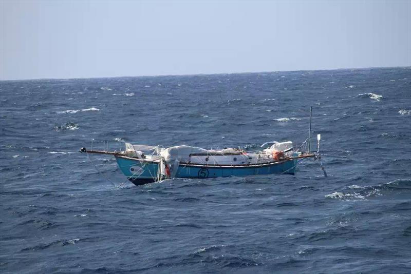 The dismasted Thuriya adrift in the Southern Indian Ocean photo copyright Golden Globe Race taken at  and featuring the Golden Globe Race class