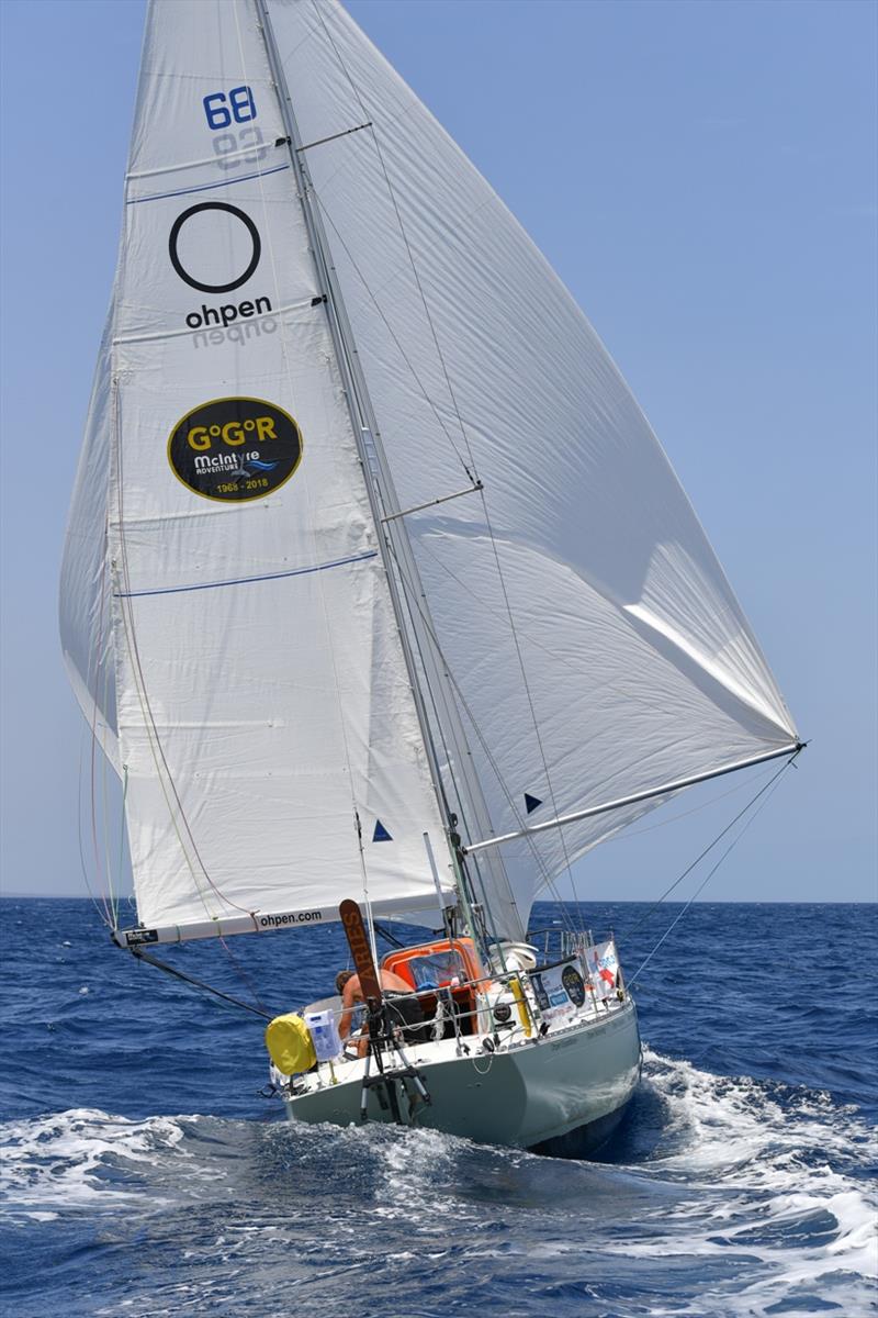 Slats' Rustler 36 Ophen Maverick is currently running in 2nd place in the Golden Globe Race photo copyright Christophe Favreau / PPL / GGR taken at  and featuring the Golden Globe Race class