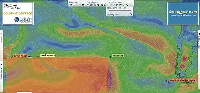 Positions at 09:00 UTC  20.11.18 - Golden Globe Race 2018 - photo © Golden Globe Race