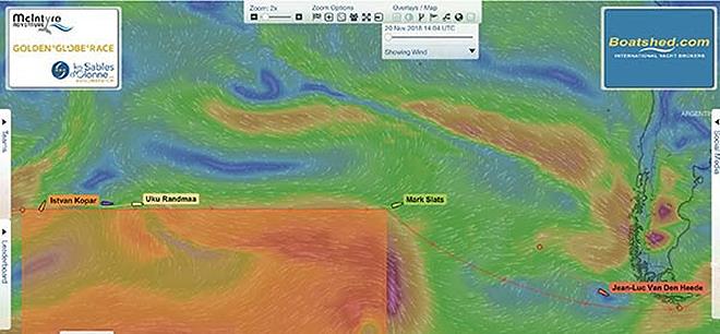 Positions at 09:00 UTC  20.11.18 - Golden Globe Race 2018 photo copyright Golden Globe Race taken at  and featuring the Golden Globe Race class