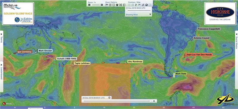 Positions at 08:00 UTC  03.12.18 - Golden Globe Race - photo © Golden Globe Race