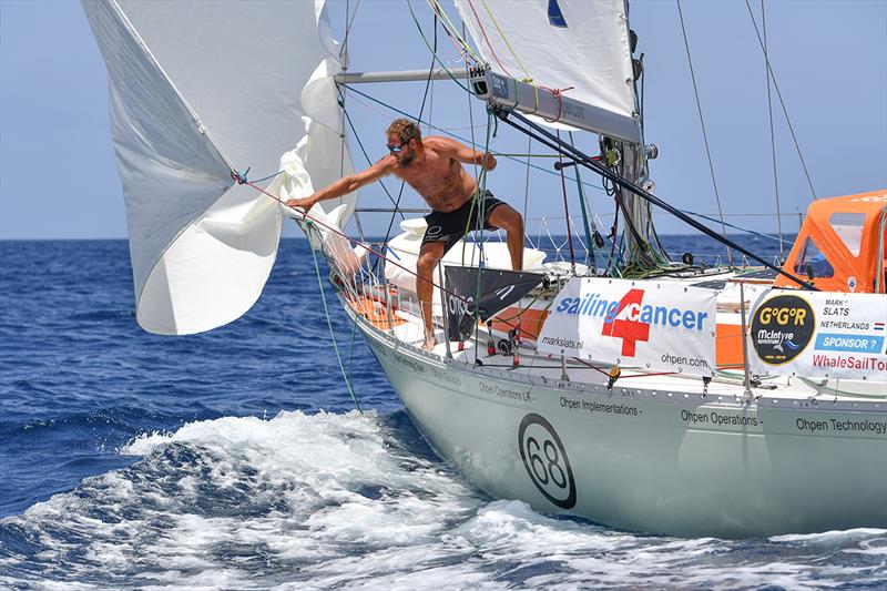 Mark Slats is working hard to close the gap on race leader Jean-Luc Van Den Heede - Golden Globe Race 2018 - photo © Christophe Favreau / PPL / GGR