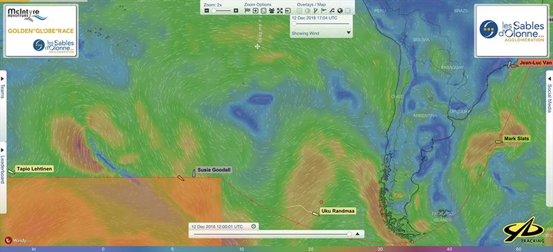 Position of skippers at 12:00 UTC 12.12.18 - Day 164 - Golden Globe Race 2018 - photo © Golden Globe Race