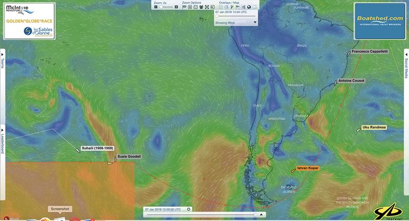 Golden Globe Race - Day 190 - Relative positions of Uku Randmaa, Istvan Kopar and Tapio Lehtinen at 12:00 UTC today photo copyright Golden Globe Race taken at  and featuring the Golden Globe Race class