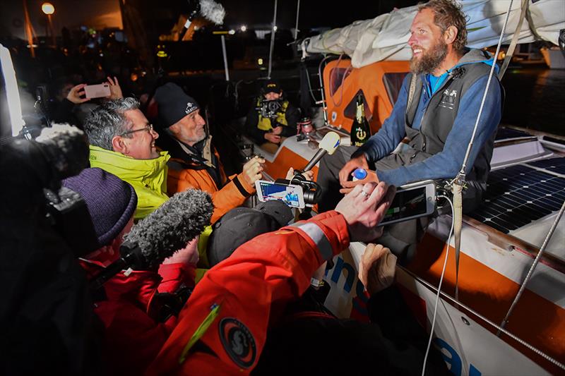 Mediafest on the dockside as photographers and journalists jostle for a word or picture - Golden Globe Race photo copyright Christophe Favreau / PPL / GGR taken at  and featuring the Golden Globe Race class