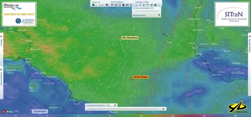 Relative positions of Uku Randmaa and Istvan Kopar at 08:00 UTC today - Golden Globe Race, Day 227 - photo © Event Media