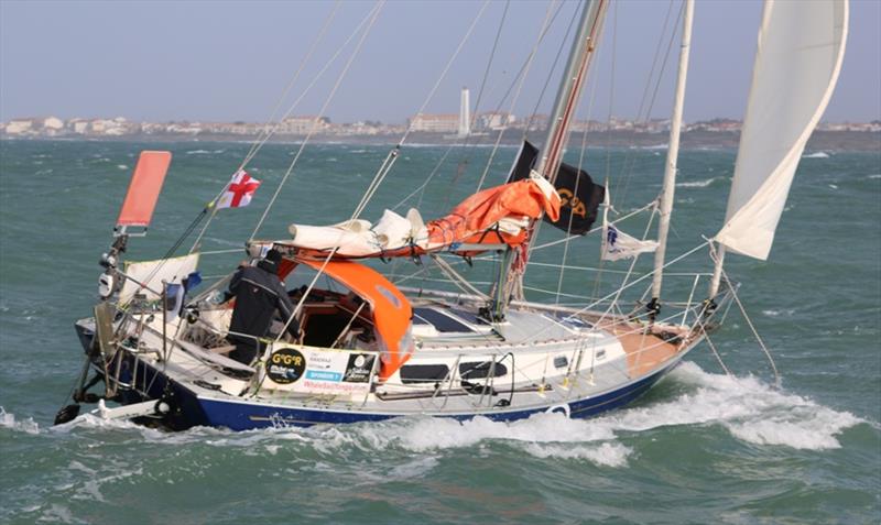 Les Sables d'Olonne in sight! One and All reaching down towards the finish line under a reefed genoa - Golden Globe Race, Day 252 photo copyright Jane Zhou / GGR / PPL taken at  and featuring the Golden Globe Race class