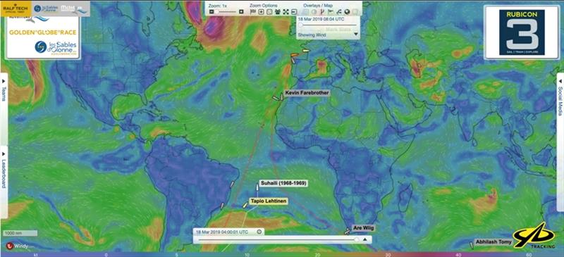 Relative position of Istvan Kopar and Tapio Lehtinen and in the North and South Atlantic at 04:00 UTC today - Golden Globe Race photo copyright Golden Globe Race taken at  and featuring the Golden Globe Race class