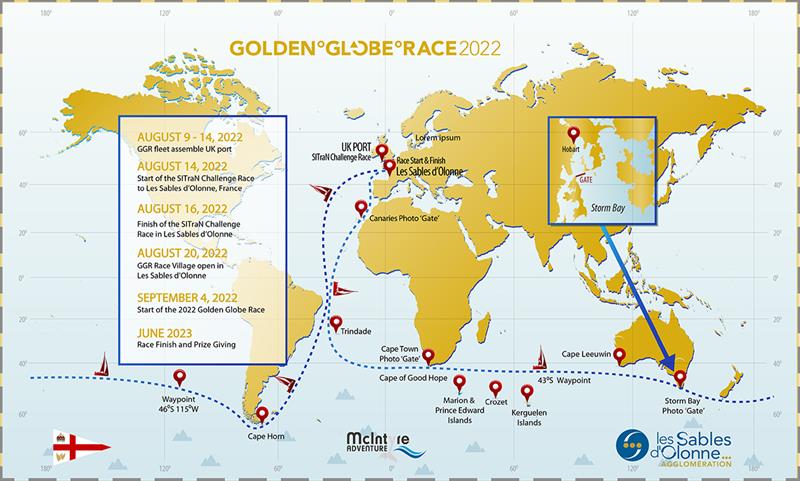 The course for the 2022 Golden Globe Race with the addition of the Island of Trindade as a turning mark, and Cape Town as a second photo gate. - photo © Don McIntyre