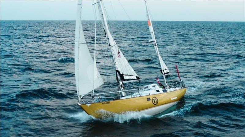 Michael Guggenberger 's ketch-rigged Biscay 36 Nina with full sails photo copyright Martin Kadlez taken at  and featuring the Golden Globe Race class