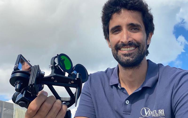 Spanish entry Aleix Selles is working on the boat while completing his 4000 solo qualifying mileage for the race photo copyright Venturi Projects / GGR2022 taken at  and featuring the Golden Globe Race class