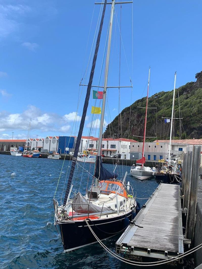 Jeremy Bagshaw (South Africa) sailing his OE32 `OLLEANNA`, AFTER 52 DAYS, arrived Horta, Azores. - photo © Jeremy Bagshaw