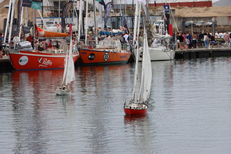 2022 Golden Globe Race Les Sables d'Olonne village model boat race between SUHAILI (skippered by Don McIntyre) and JOSHUA (skippered by Jean Luc VDH) photo copyright GGR2022 / Nora Havel taken at  and featuring the Golden Globe Race class